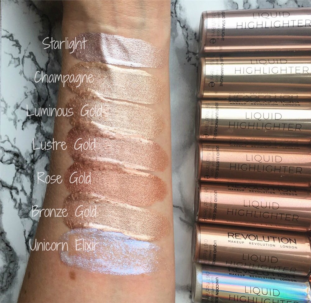 MakeupRevFrance's tweet photo. WAOUH ! 😱😍 Avez-vous vu les swatches de nos nouveaux highlighters liquides métallisés ??!! ✨➡ https://t.co/p1n9sv4A6y #glow #glowy #makeup https://t.co/dxUEW6ZBAV