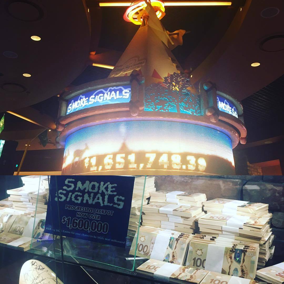LivingSkyCasino's tweet photo. Our Smoke Signals Progressive is now over $1.6 million! #anyspincanwin #LiveItUp #stacksofmoney #yyn #swiftcurrent https://t.co/WilA3Is3RJ