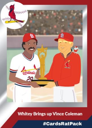 This baseball card will come to life tomorrow on #WhiteyBallWednesday! RT this for a chance to win a ball signed by Whitey! #CardsRatPack