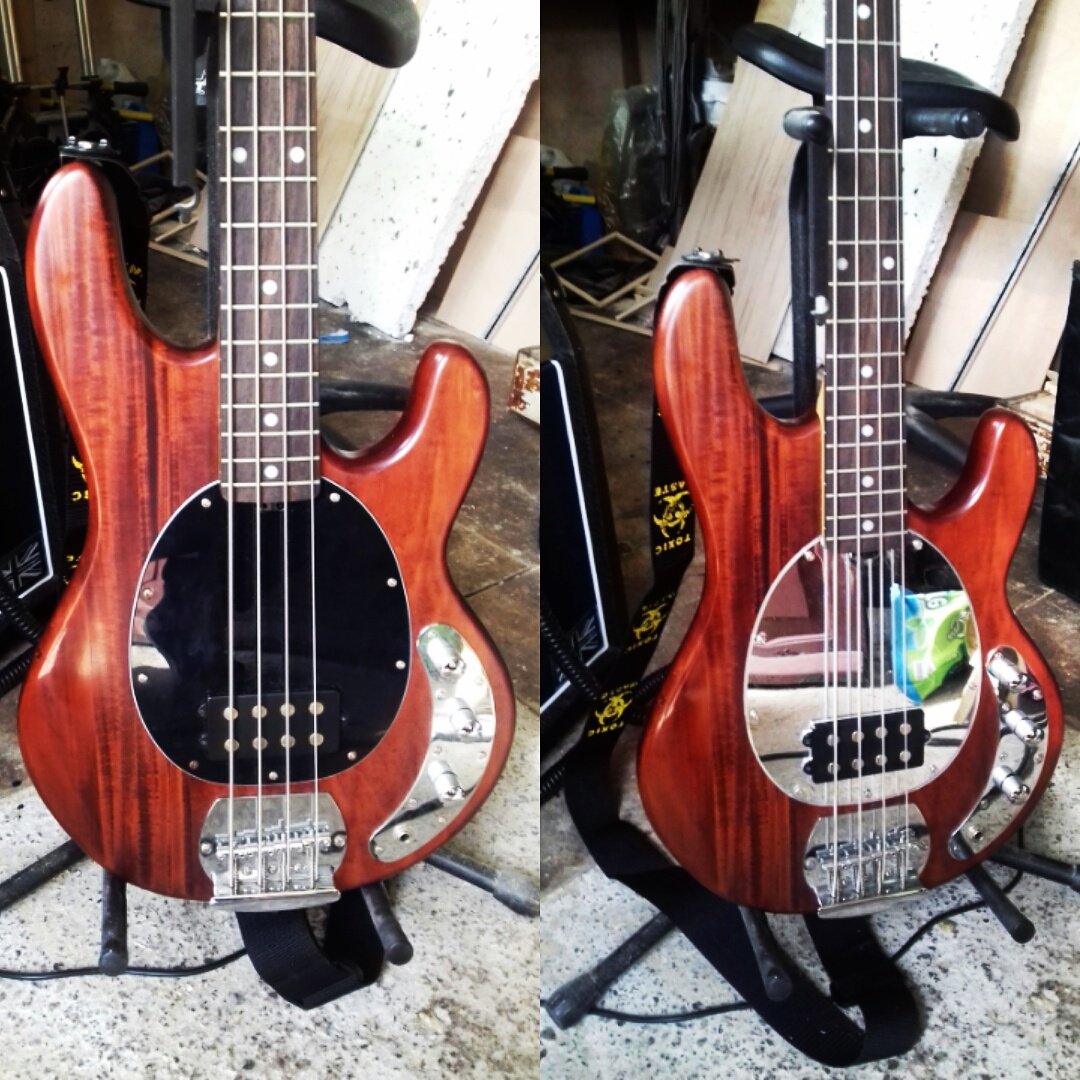 boxedblues's tweet photo. Just giving my bass some #tlc and a new #mirror #scratchplate. 
#music #blues #boxedblues #bassguitar #musicman #ernieball #superslinky https://t.co/gsGlbs9PL2
