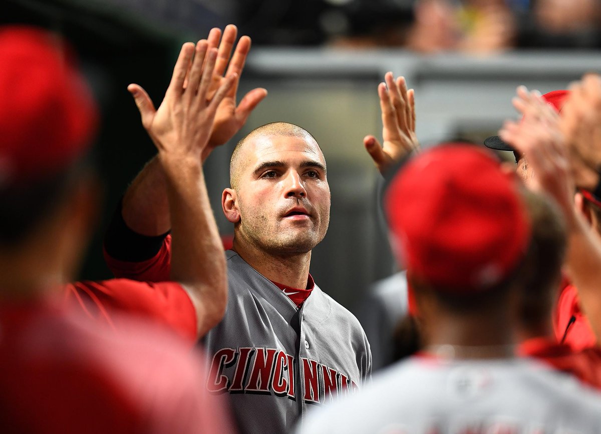 Reds's tweet photo. Joey Votto tonight will play in his 1,400th career game, moving him alone into 10th place on the #Reds' all-time list ahead of Edd Roush. https://t.co/xaYfGBl5GZ