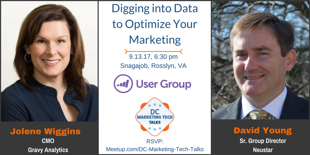 Data, data everywhere..what to do? Join 9/13 w/ DC #Marketo Users Group, <a href="/GravyAnalytics/">Gravy Analytics</a> &amp; <a href="/Neustar/">Neustar, Inc., a TransUnion company</a> to ponder. RSVP: meetu.ps/3bgs9f