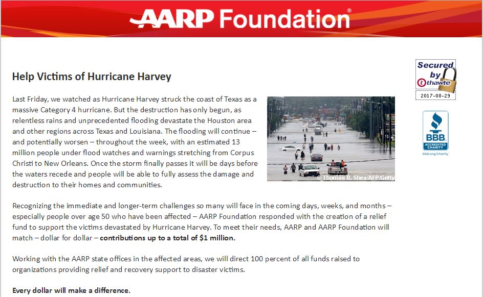 .<a href="/AARP/">AARP</a> will $-for-$ match all contributions to AARP Foundation
Hurricane #Harvey Relief Fund, to total of $1 mil.: foundation.aarp.org/site/Donation2…