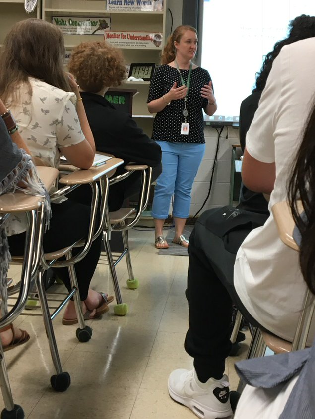 GCSHighSchools's tweet photo. "Other ppl around the world are interested in what you have to say, not just me."@_MrsRimmer #firstdaygaston #gcsk12 https://t.co/wFltbcj5bH