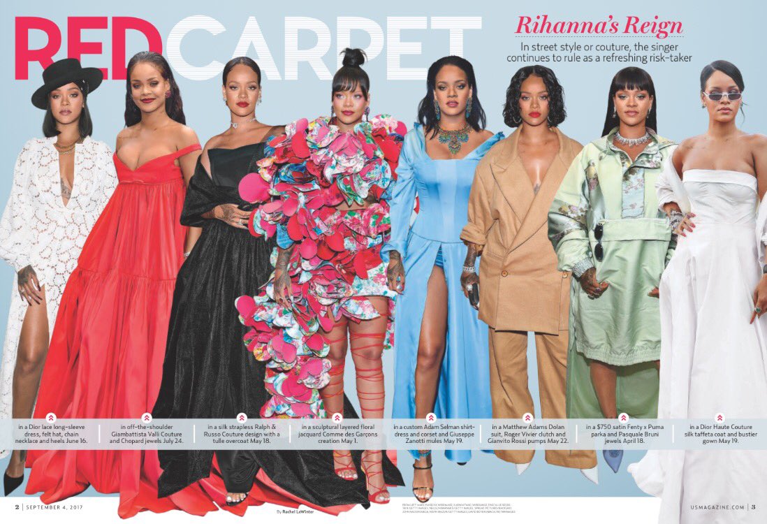 Rachel_LeWinter's tweet photo. Rule breaker and risk-taker, my ode to why I love @rihanna's #redcarpet #style in @usweekly https://t.co/SIpVh9Icj3 https://t.co/18Zx6b9gLs
