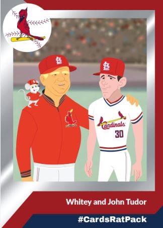 Cardinals's tweet photo. This baseball card will come to life tomorrow on #WhiteyBallWednesday! RT this for a chance to win a ball signed by Whitey! #CardsRatPack https://t.co/oVUuVBv0NQ