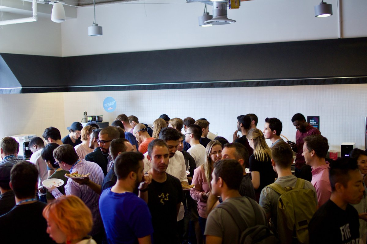 dmzhq's tweet photo. The crowd's gathered to welcome new startup @Off2Class to the #TeamDMZ family. It's #DMZLunch day! ππ₯ https://t.co/9tp9oSP95y