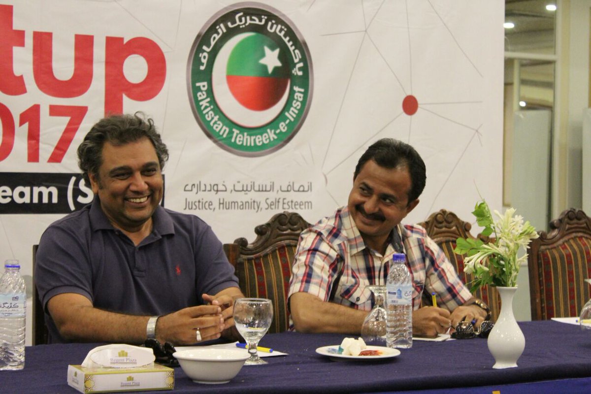 Salimah4truth's tweet photo. Sharing a light moment at the #PTISMTSindhMeetup , @AliHZaidiPTI & @HaleemAdil https://t.co/z8Ubm1t7gg