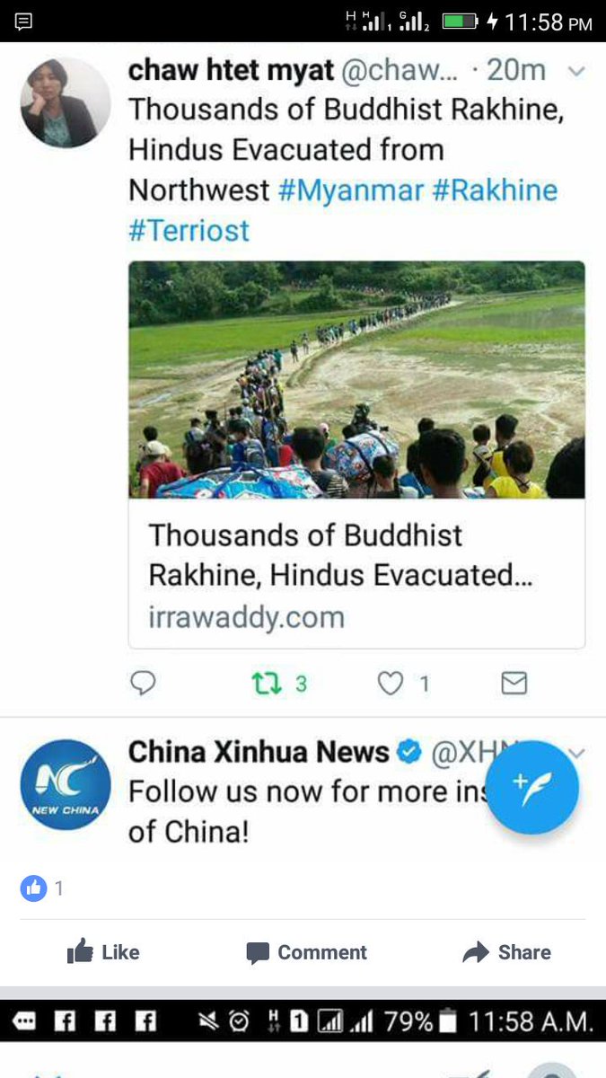 zart90005's tweet photo. Rakhine buddhist people leave their native village from Maungtaw and butitaung  because of attack; kill by extremist bengalis terrorist. https://t.co/Z469AtO9xU