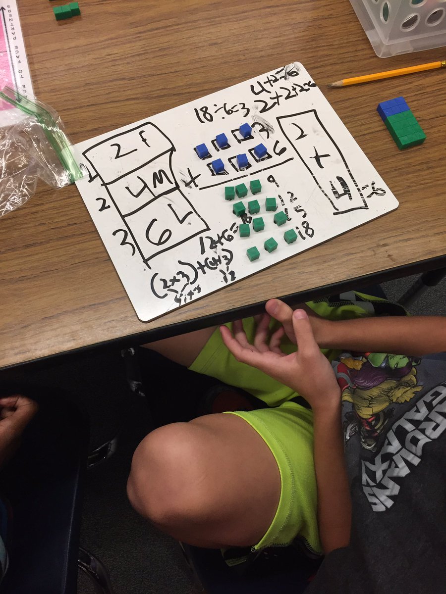 TeacherGMarcel's tweet photo. A little 3rd grade distributive property practice at Calusa Elementary! #PascoMath #karkou950 https://t.co/FvrJ2K0jTf