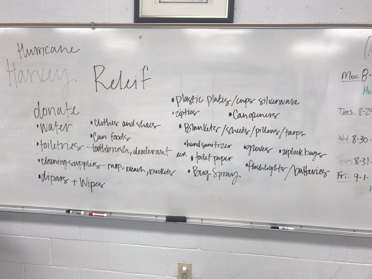 bryantstusen's tweet photo. Bring any of these items to your first period teacher to help those in need in Houston!!🚨#sendsuppliestosavelives https://t.co/quPyoqNq2n