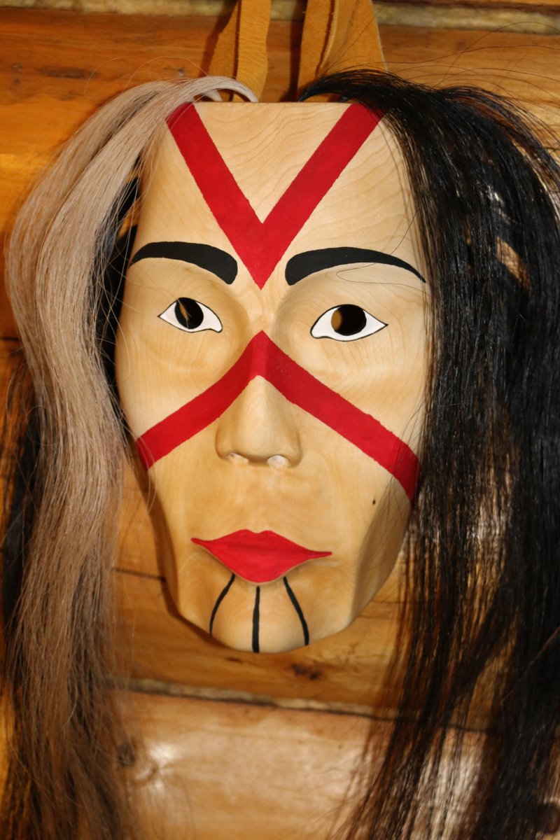 arthousecc's tweet photo. Denesini gushazi esguzua lete. 
My Art is a reflection of how I feel. 

 KohLa, 2014, Birch wood mask with horse hair.

#DennisShorty https://t.co/9KMxycRkQi