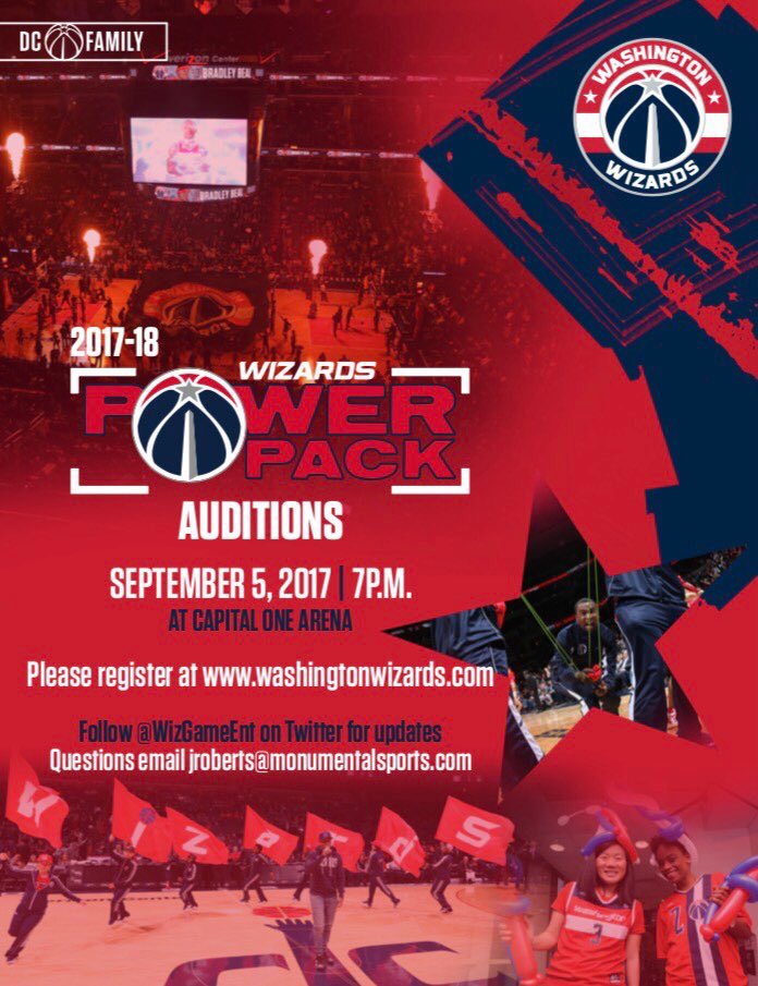 Wizardsdancers's tweet photo. Join the #dcfamily as member of the Power Pack! Auditions coming up soon register today @WizGameEnt https://t.co/q8xTTx7XiL