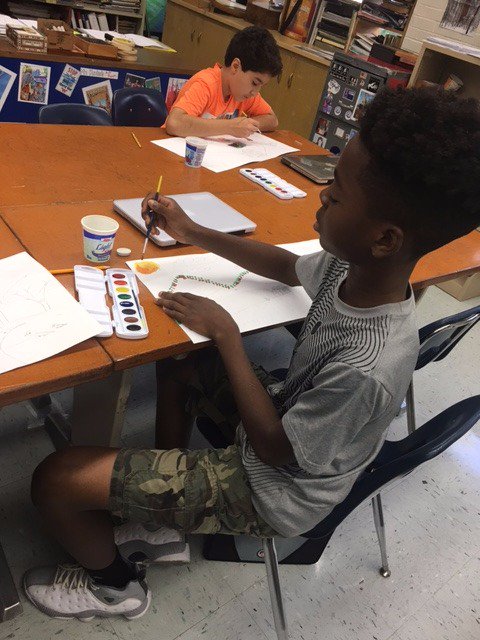 kanter481's tweet photo. 6th grade landscape painting is underway in the Algonquin art room ! #62learns #62AMS https://t.co/oTjBa5VoTv