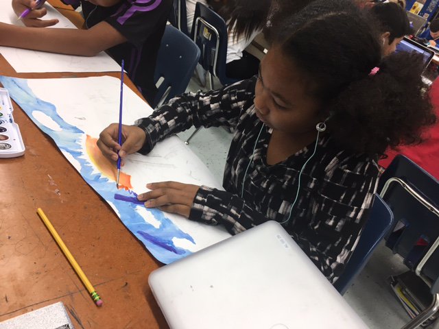 kanter481's tweet photo. 6th grade landscape painting is underway in the Algonquin art room ! #62learns #62AMS https://t.co/oTjBa5VoTv