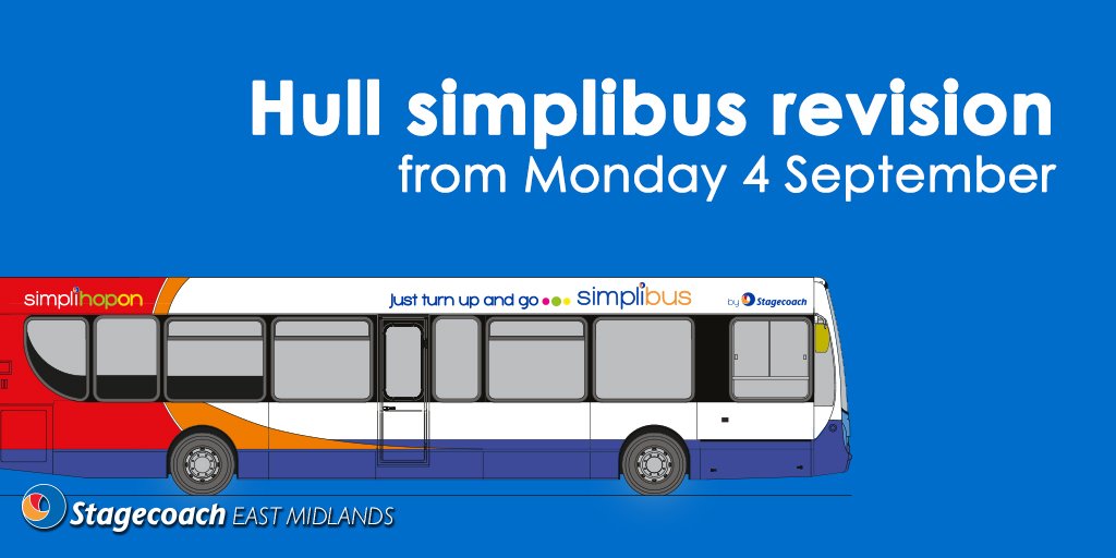 StagecoachEMid's tweet photo. #Hull We're making changes to your #Simplibus network from Monday 4 September. For full details visit: ➜ https://t.co/RiHkV5qdtp https://t.co/kEFRXoADdj