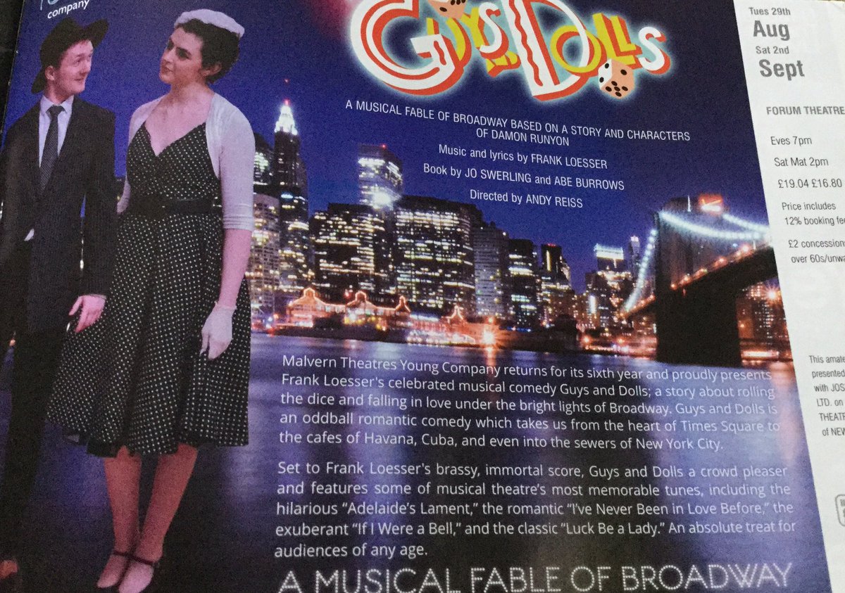 BalletMalvern's tweet photo. Wishing our local talent a wonderful run in #GuysandDolls #MTYC #MalvernTheatres #MalvernTheatresYoungCo https://t.co/n88ajNJKxy