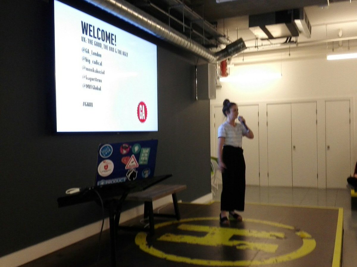 wickedgeekie's tweet photo. And #GAUX is kicking off an evening of the good, the bad and the ugly in UX design... It's a full house at @huckletree! https://t.co/FEdHVyJQ4o