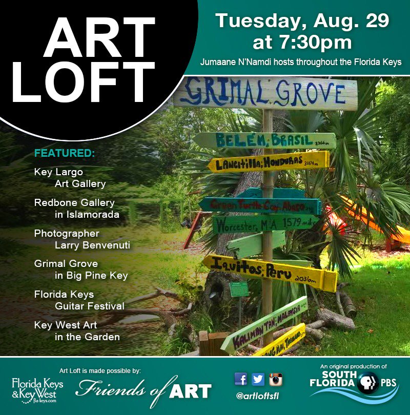 thefloridakeys's tweet photo. Catch some #floridakeys local celebs in South Florida's Art Loft, tonight, Aug. 29 @ 7:30 PM, #WPBT2 South Florida PBS! https://t.co/7mVbfoLbHd