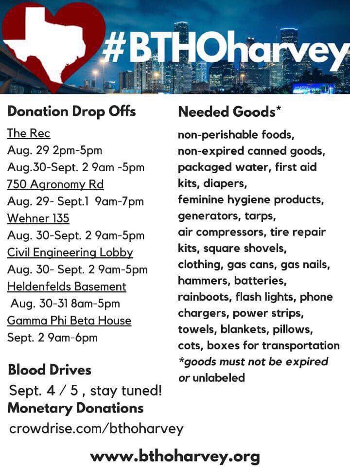 activemindsTAMU's tweet photo. What can you do to help? @tamu #BTHOharvey https://t.co/TCrr8aBZ6S