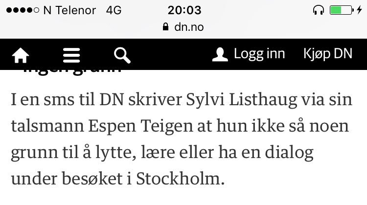 forsberg's tweet photo. Om ikke annet en svært elegant oppsummering av Sylvi Listhaug. https://t.co/BfMjWoUfIq