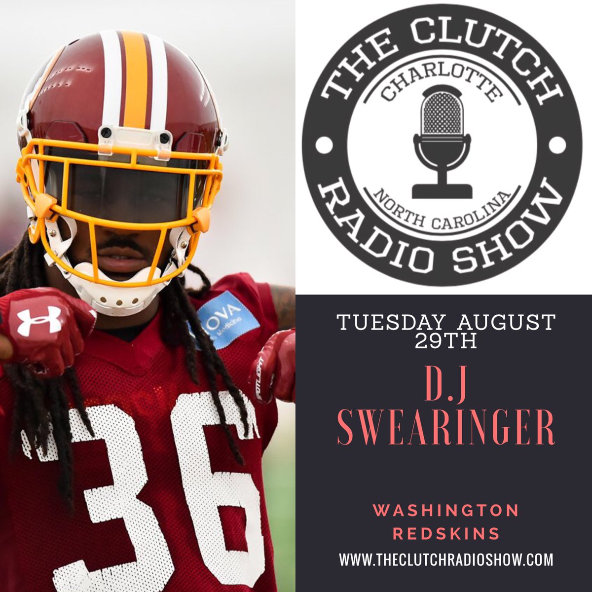 Tonight at 8pm est we go #2spoonzswaggu w/ @Redskins <a href="/JungleBoi_Swagg/">DJ Swearinger</a> live on <a href="/theclutchradio/">TheClutchRadioShow</a> visit TheClutchRadioShow.com #NowThatsCLUTCH