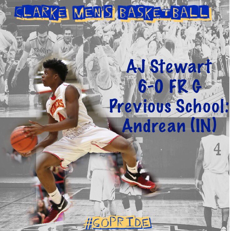 ClarkeMBB's tweet photo. #CUMBB would like to welcome AJ Stewart , Freshman from Andrean HS (IN) #CUWelcomeWeek https://t.co/VqppJd0riS