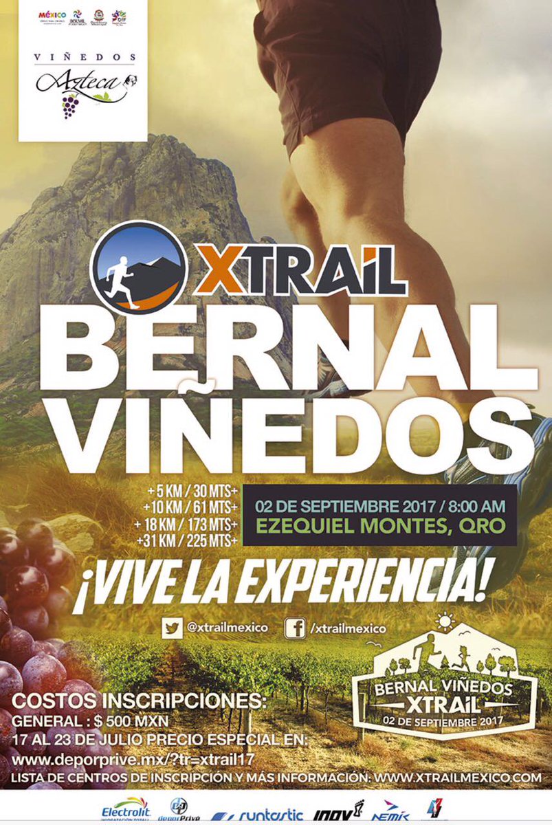¡Vive La Experiencia! <a href="/XtrailMexico/">XTRAIL</a> 
Corre, trota y disfruta los viñedos de #Querétaro; te esperamos en  <a href="/vinedosazteca/">Viñedos Azteca</a>