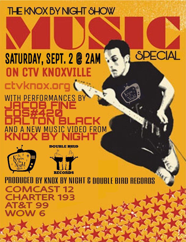 Stay up late or set those DVRs, The KBN Music Special airs this Saturday, Sept. 2 at 2am. Performances by Jacob Fine, COS#420, Dalton Black