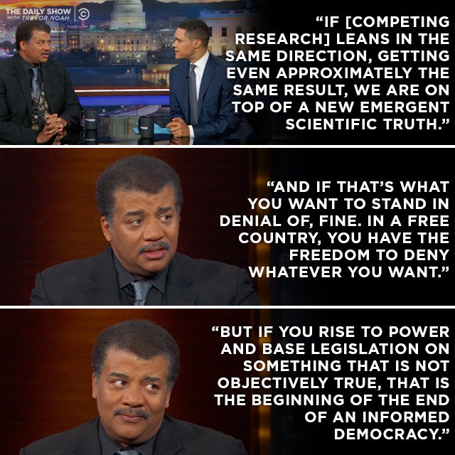 TheDailyShow's tweet image. .@neiltyson on why climate change denial is a threat to democracy. on.cc.com/2wfcJGD