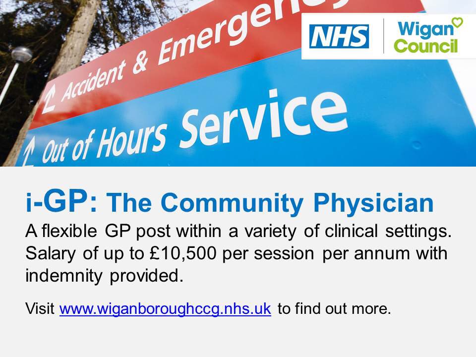 iGPWigan's tweet photo. @BMA_GP @pulsetoday Innovative way in Wigan to drive recruitment for GPs to work in variety of clinical settings @WiganBoroughCCG @Bridgewater_NHS @WWLNHS https://t.co/iVtCNAQNRD