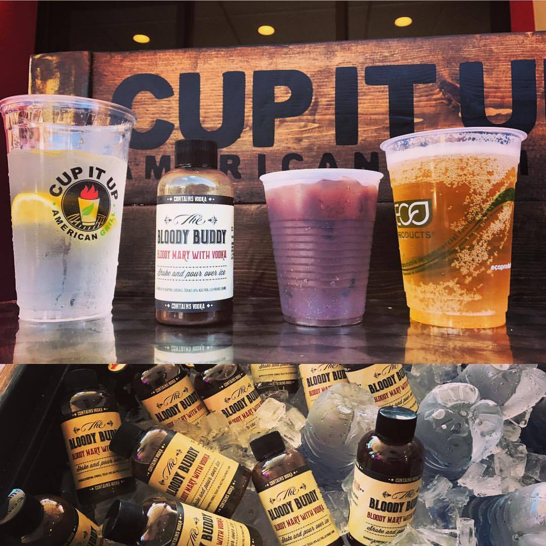 CupItUpAG's tweet photo. We are now serving the Bloody Buddy's bloody Mary cocktail at our @MainGateSquare location. Come by and give it a try! https://t.co/HJeqeBVcY7