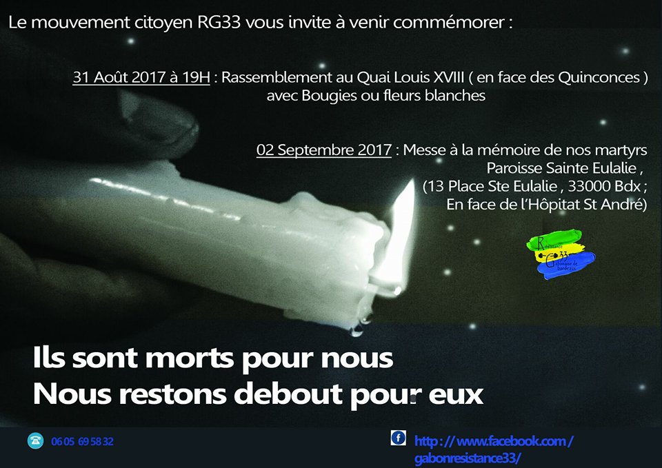 GabonResiste33's tweet photo. Quel que soit leur nombre, ils restent nos héros, #PourNosMartyrs ns vs invitons aux #Commémorations les 31Août,2 et 9 Sept #Gabon #Bordeaux https://t.co/b0xsa0s59D