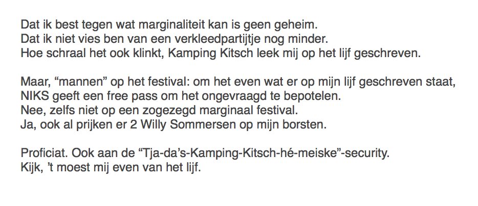 KarenFrancoiss's tweet photo. Kamping Kitsch: Hoe ik doodgelukkig in de krant sta, maar toch huilend naar huis ging. #kampingkitschclub https://t.co/5YBKYpU0g3