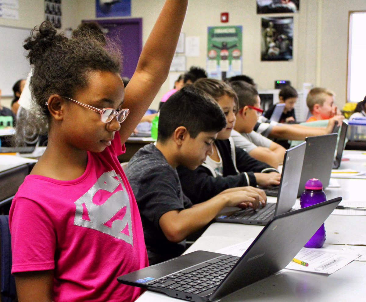 Tech is big at VESD. Here we have some Park View Panthers using their Chromebooks to collaborate and research their assignments.
