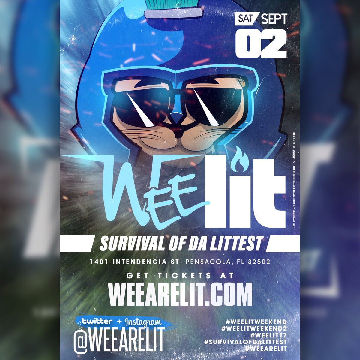WeeBeTheReason's tweet photo. THIS SATURDAY! ALL ROADS LEAD TO #WEELIT17 1401 INTENDENCIA ST #WEELITWEEKEND
LINK ME TODAY IF YOU NEED TICKETS! (850)316-6178 https://t.co/wVPNQHJ3iz
