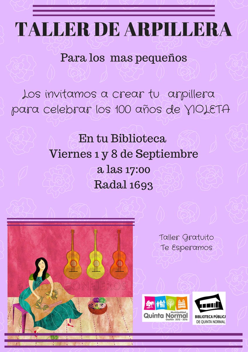 BibliotecaQN's tweet photo. Viernes 1 y 8 de agosto a las 17:00 hrs taller de arpilleras para los mas pequeños, entrada liberada #Biblioteca pública de #QuintaNormal https://t.co/1WMTCmMaxm