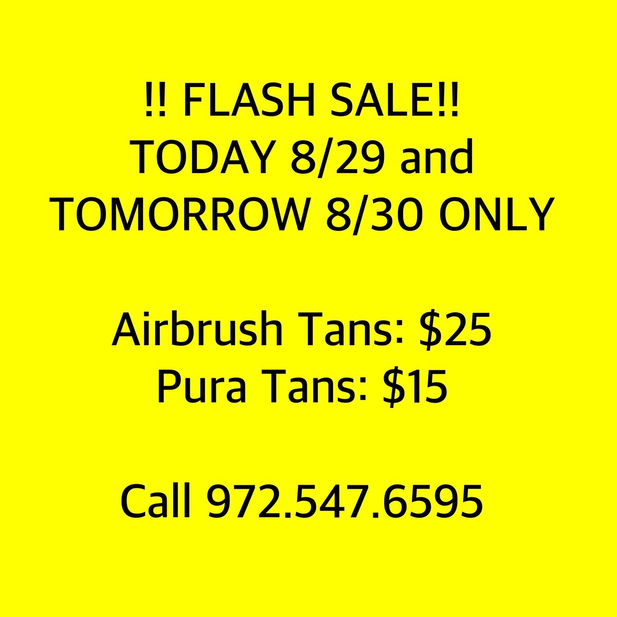 SuddenlySunless's tweet photo. !!FLASH SALE!! Come to Suddenly Sunless for an amazing deal and a beautiful tan!! #suddenlysunless #spraytan #norvell #puratan #perfectglow https://t.co/97qdjo1xKq