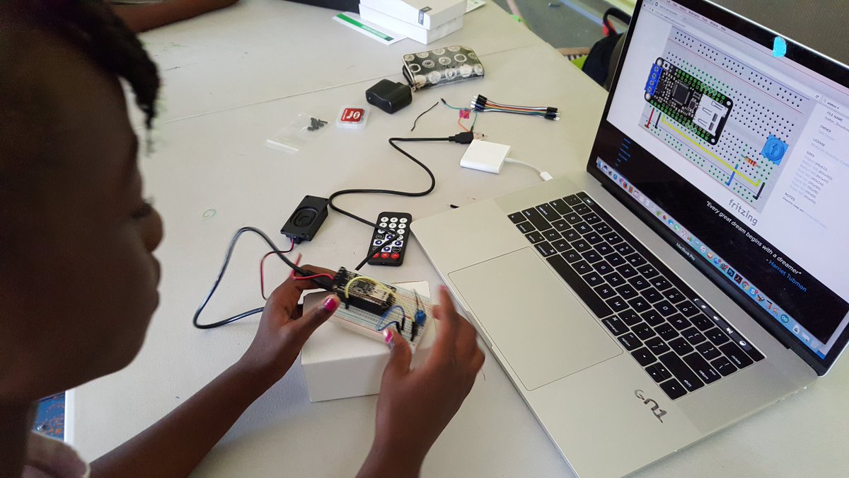 #YEPTechBVI last week of summer camp ’17 Radio #adabox fritzing fun learning! <a href="/adafruit/">adafruit industries</a> <a href="/arduino/">Arduino</a> <a href="/digikey/">DigiKey</a> <a href="/GirlsWhoCode/">Girls Who Code</a>