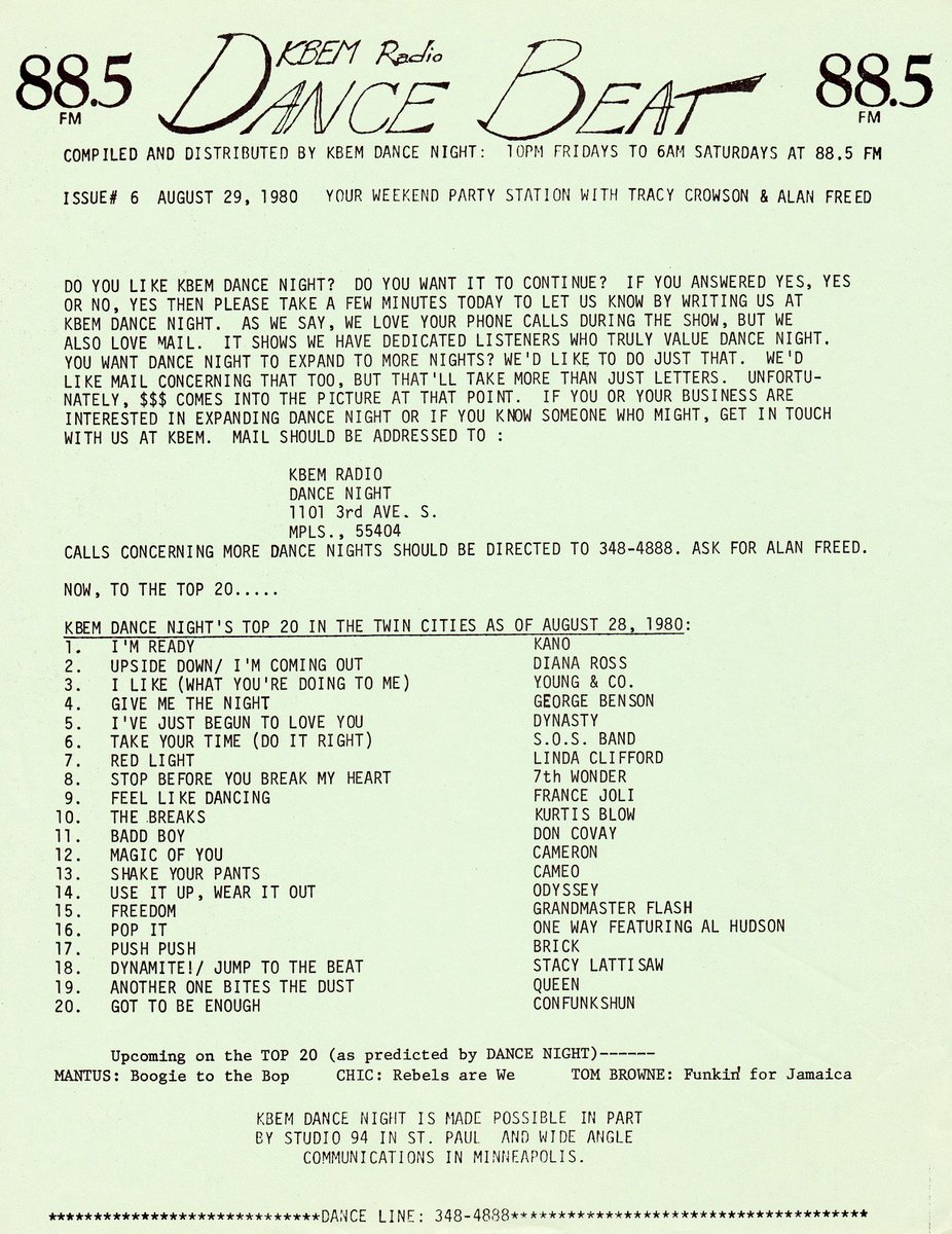 alanfreed's tweet photo. #onthisdate #otd #1980 #MPLS #funk #dance #FM #5000watts #lookatallthosehits https://t.co/2c9Xy3OoWf