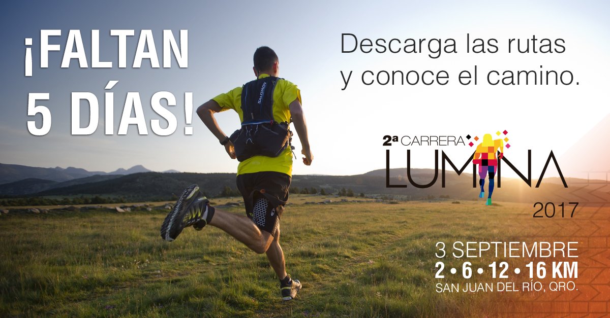 LuminaFitUp's tweet photo. Da click y descarga las rutas de la #CarreraLUMINA2017 https://t.co/EFROveXOgd ¡AÚN PUEDES INSCRIBIRTE! Participa y ayuda a los @BomberosSJR https://t.co/QwwIUCyBsa