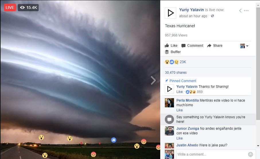 wxbrad's tweet photo. Some idiot on FB is doing a FB live of a gif of a supercell from years ago again calling it the Texas Hurricane. This has got to stop! https://t.co/T2xeNBmwKD