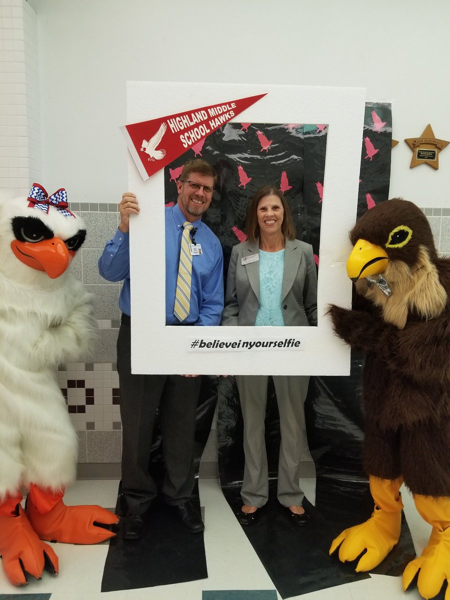 dwc70's tweet photo. Highland middle school's first and present principal. @hms_hawks #pastand present #emsproud #happybirthday https://t.co/ZRzi8G7mub