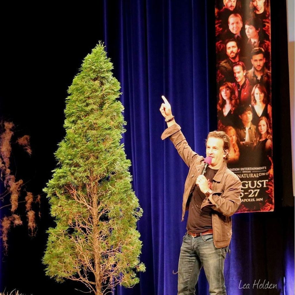 LadyLeaMarie's tweet photo. Rich found a dead tree on the stage at #minncon and suggested that Misha sit on the top. #spnminn
#minnconn #supernatural #spnfamily #spn … https://t.co/TVixHSADNK