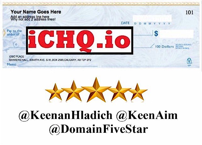 DomainFiveStar's tweet photo. iCHQ.io #check #cheque #checking new io domain for sale #banking #finance #business #network #io #startup #domains https://t.co/qevMEvYSXO