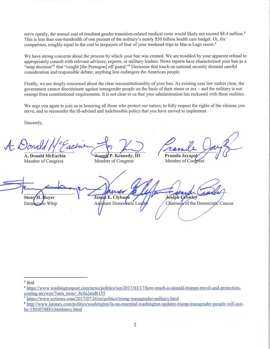 140 House Democrats are condemning <a href="/realDonaldTrump/">Donald J. Trump</a>'s trans military
ban 1/7 #ProtectTransTroops #TransBan jayapal.house.gov/sites/jayapal.…