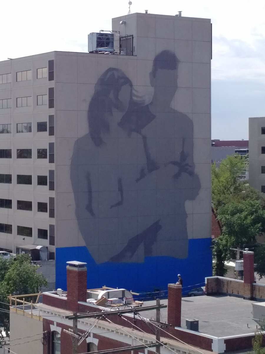 Wall mural in progress on #FNBC head office building in Saskatoon. This will be a great addition to the City of #Saskatoon.