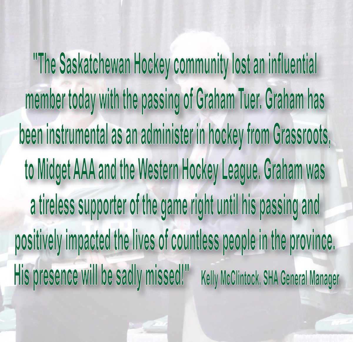 The hockey world mourns the loss of Saskatchewan's Graham Tuer (North Battleford). Full story below. 

🔗 | sha.sk.ca/news/archives/…