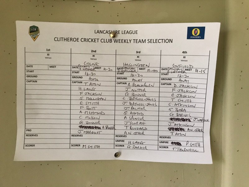 Clitheroe_CC's tweet photo. Teams for the weekends @lancs_league action including Saturday's home game v @HaslingdenCC https://t.co/qxIss496qf