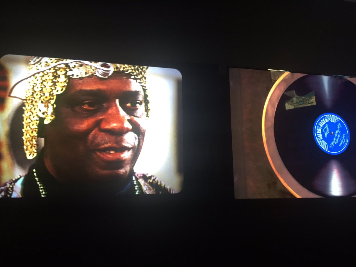 nickluscombe's tweet photo. Astro Black ft Sun Ra and Twiki from Buck Rogers @BarbicanCentre Into the Unknown. Space is the Place @BBCRadio3 #latejunction tonight too! https://t.co/mPDiw1jQPz